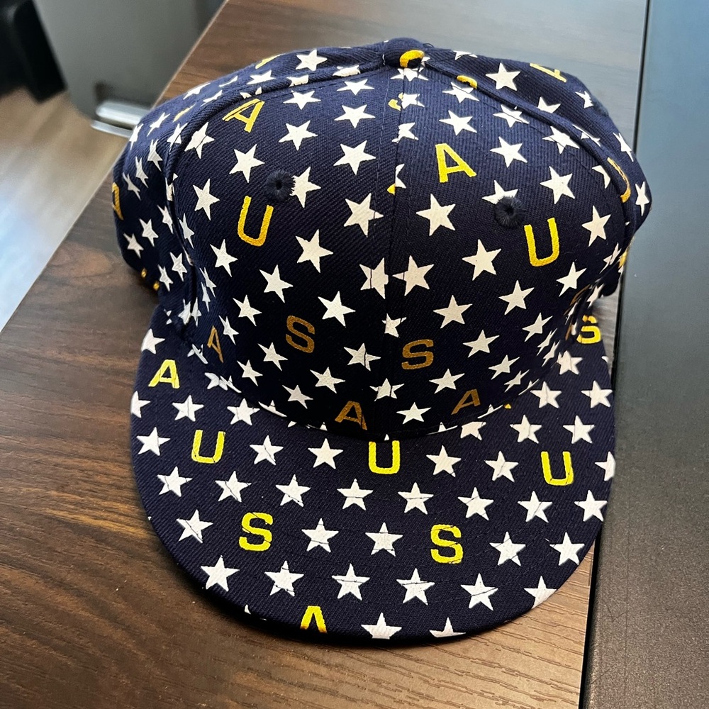 New Era Navy Cap with Star Pattern and Red Brim NWT